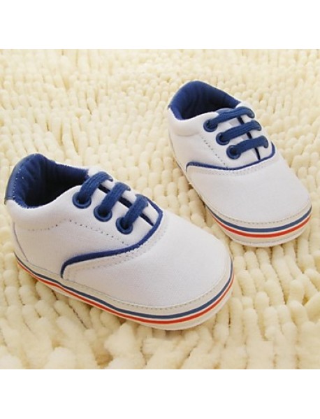 Boy's Flats Spring / Fall / Winter First Walkers / Crib Shoes Twill Outdoor Flat Heel Lace-up White  