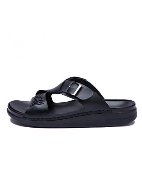 Men's Shoes Outdoor / Office & Career / Athletic / Dress / Casual Nappa Leather Slippers Black / White  