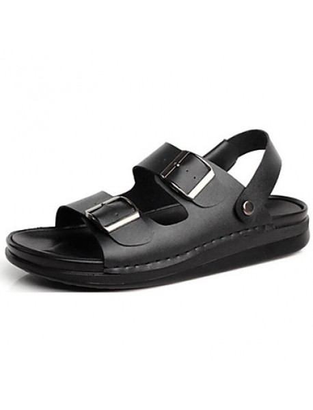 Men's Shoes Outdoor / Office & Career / Work & Duty / Athletic / Casual Nappa Leather Sandals Black / Brown / White  