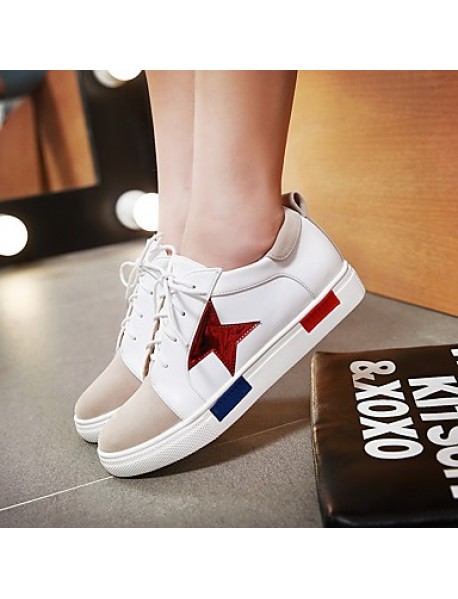 Women's Shoes Spring / Fall Wedges / Platform / Flats Flats Platform Lace-up Pink / Red / Silver/2-5