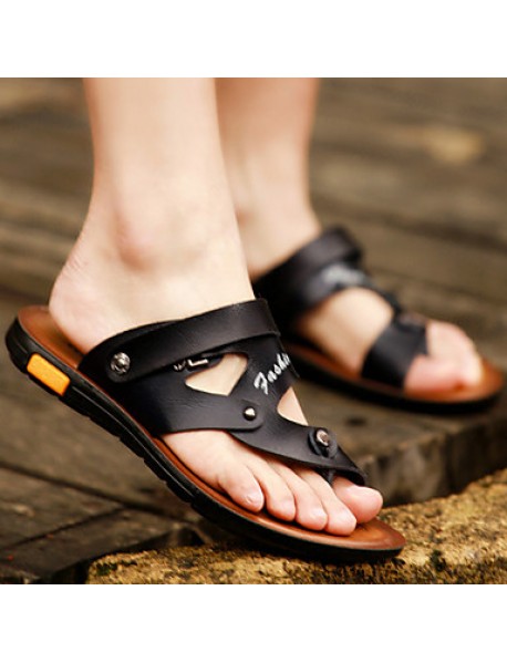 Men's Shoes Outdoor / Athletic / Casual Nappa Leather Sandals Black / Brown  