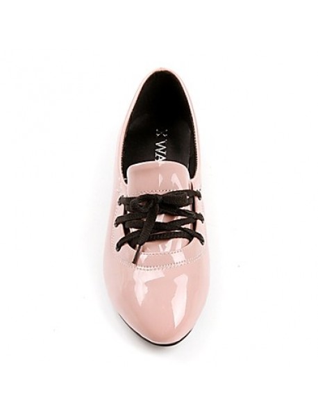 Women's / Girl's Spring / Summer / Fall / Winter Pointed Toe Patent Leather Outdoor / Dress / Casual Flat Heel Lace-upBlack / Pink /