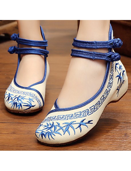 Women's Shoes Canvas Spring / Summer / Fall Mary Jane / Comfort Flats Casual Flat Heel Buckle / Flower Blue / Green