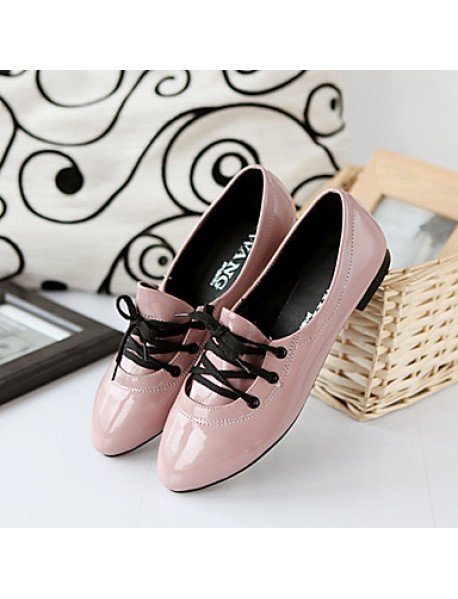 Women's / Girl's Spring / Summer / Fall / Winter Pointed Toe Patent Leather Outdoor / Dress / Casual Flat Heel Lace-upBlack / Pink /