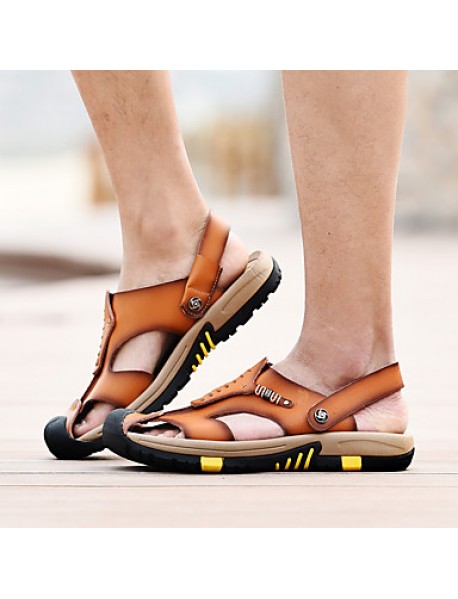 Men's Shoes Outdoor / Office & Career / Athletic / Dress / Casual Nappa Leather Sandals Brown  