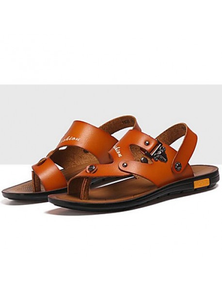 Men's Shoes Outdoor / Athletic / Casual Nappa Leather Sandals Black / Brown  