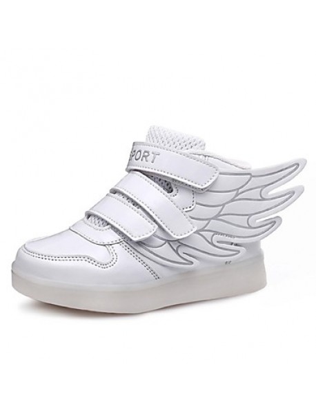 Girl's LED Shoes Sneakers Comfort / Flats Athletic / Casual / Magic Tape / wings / LED Blue / White  