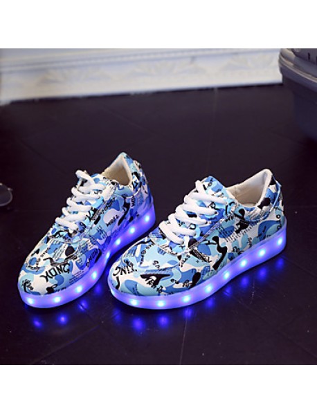 Boy's / Girl's Sneakers Spring / Summer / Fall Round Toe Leatherette Outdoor / Casual Flat Heel Lace-up / LEDBlue / Pink / Gray / Royal  