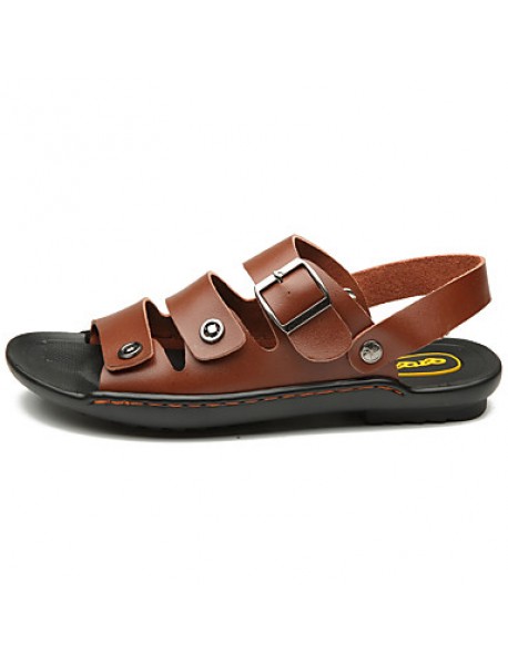 Men's Shoes Outdoor / Office & Career / Athletic / Dress / Casual Leather Sandals Black / Brown / White  