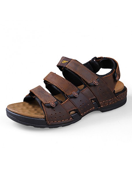 Men's Shoes Outdoor / Office & Career / Athletic / Dress / Casual Nappa Leather Sandals Black / Brown  