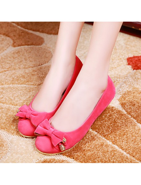 Women's Spring / Summer / Fall / Winter Ballerina Fleece Office & Career / Dress / Casual Flat Heel Bowknot Brown / Green / Red / Beige