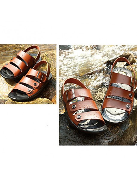 Men's Shoes Outdoor / Office & Career / Athletic / Dress / Casual Leather Sandals Black / Brown / White  