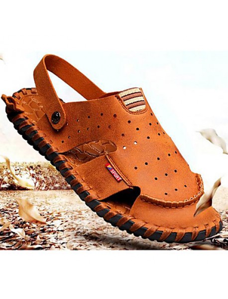 Men's Shoes Outdoor / Office & Career / Athletic / Dress / Casual Nappa Leather Sandals / Flip-Flops Brown  