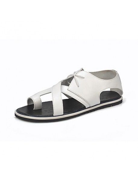   Men's Shoes Casual Leatherette Sandals Black / White  