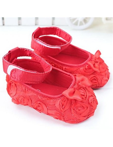 Girl's Flats Fall / Winter Crib Shoes Lace Casual Flat Heel Bowknot Pink / Purple / Red / White  