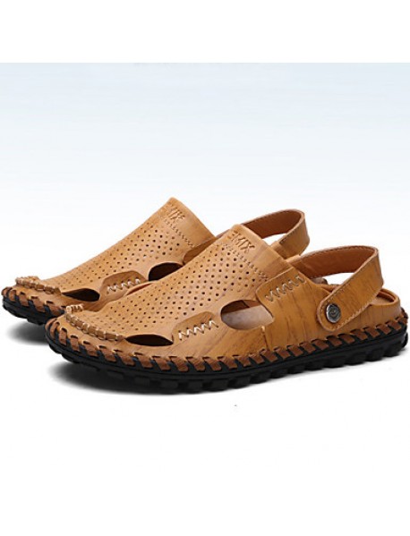 Men's Shoes Outdoor / Office & Career / Athletic / Dress / Casual Nappa Leather Sandals Black / Brown  