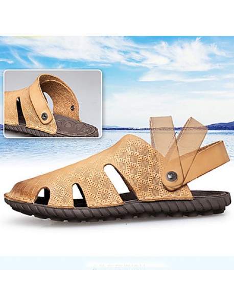 Men's Shoes Outdoor / Office & Career / Athletic / Dress / Casual Nappa Leather Sandals Big Size Black / Brown  