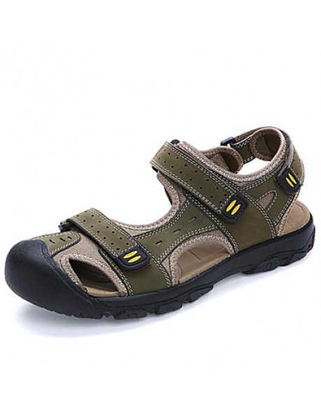 Men's Shoes Outdoor / Casual Nappa Leather / Fabric Sandals Brown / Yellow / Khaki  