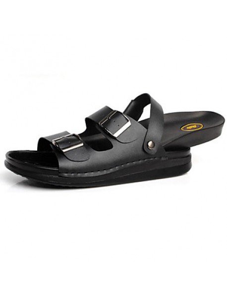 Men's Shoes Outdoor / Office & Career / Work & Duty / Athletic / Casual Nappa Leather Sandals Black / Brown / White  