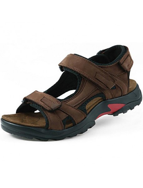 Men's Shoes Outdoor / Office & Career / Athletic / Dress / Casual Leather Sandals / Flip-Flops Big Size Taupe  