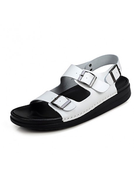 Men's Shoes Outdoor / Casual Leather Sandals / Slip-on Black / Brown / White  