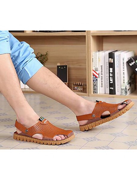 Men's Shoes Outdoor / Office & Career / Athletic / Dress / Casual Leather Sandals Brown  