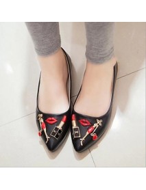 Women's Shoes Patent Leather Flat Heel Pointed Toe Flats Casual Black/White