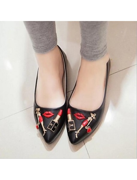 Women's Shoes Patent Leather Flat Heel Pointed Toe Flats Casual Black/White