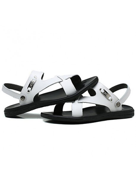 Men's Shoes Outdoor / Office & Career / Work & Duty / Athletic / Dress / Casual Nappa Leather Sandals Black / White  