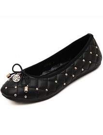 Women's Spring / Summer / Fall Round Toe Leatherette Casual / Dress Flat Heel Bowknot / Rivet Black / Blue / Beige