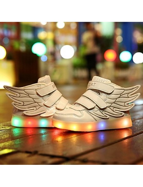 Girl's LED Shoes Sneakers Comfort / Flats Athletic / Casual / Magic Tape / wings / LED Blue / White  