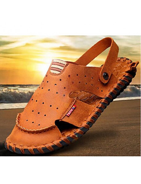 Men's Shoes Outdoor / Office & Career / Athletic / Dress / Casual Nappa Leather Sandals / Flip-Flops Brown  