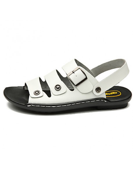 Men's Shoes Outdoor / Office & Career / Athletic / Dress / Casual Leather Sandals Black / Brown / White  