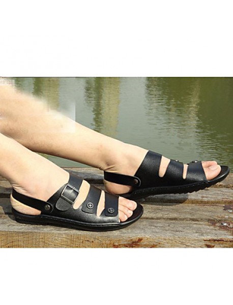 Men's Shoes Outdoor / Office & Career / Athletic / Dress / Casual Leather Sandals Black / Brown / White  