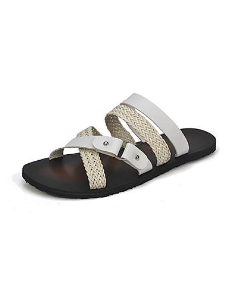   Men's Shoes Casual Leatherette Sandals Black / White  