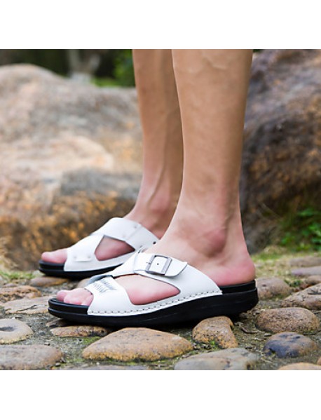 Men's Shoes Outdoor / Office & Career / Athletic / Dress / Casual Nappa Leather Slippers Black / White  