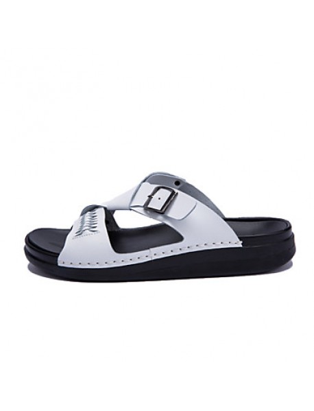 Men's Shoes Outdoor / Office & Career / Athletic / Dress / Casual Nappa Leather Slippers Black / White  