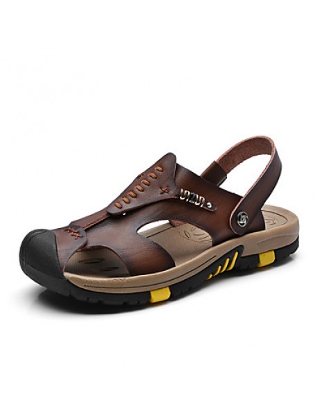 Men's Genuine Leather Slippers Outdoor Flip-Flops Comfortable Sandals  