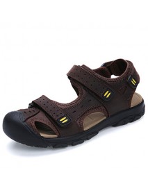 Men's Shoes Outdoor / Casual Nappa Leather / Fabric Sandals Brown / Yellow / Khaki  