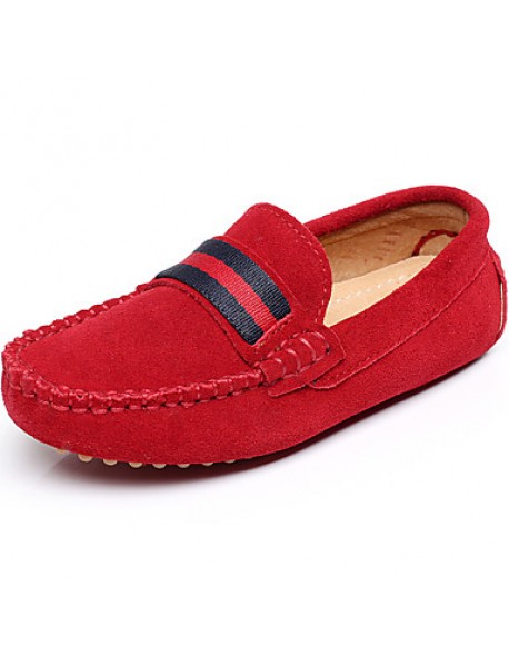 Boy's Boat Shoes Spring / Summer / Fall Moccasin Leather Outdoor / Casual / Athletic Flat Heel Braided Strap / Slip-on Black / Red / Gray  