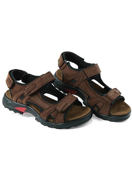 Men's Shoes Outdoor / Office & Career / Athletic / Dress / Casual Leather Sandals / Flip-Flops Big Size Taupe  