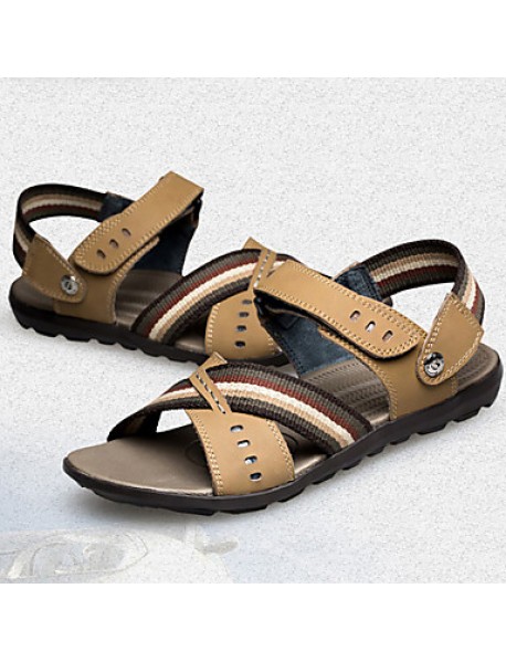 Men's Shoes Outdoor / Office & Career / Athletic / Casual Nappa Leather Sandals Big Size Black / Brown  