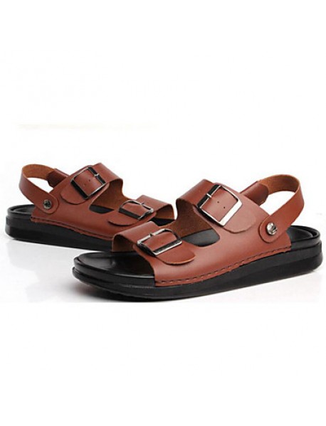 Men's Shoes Outdoor / Office & Career / Work & Duty / Athletic / Casual Nappa Leather Sandals Black / Brown / White  