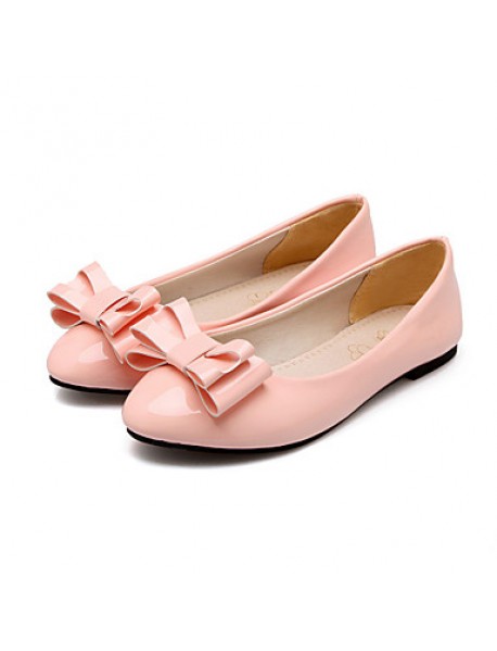 Women's Shoes Patent Leather Flat Heel Round Toe Flats Outdoor / Dress / Casual Black / Green / Pink / Beige