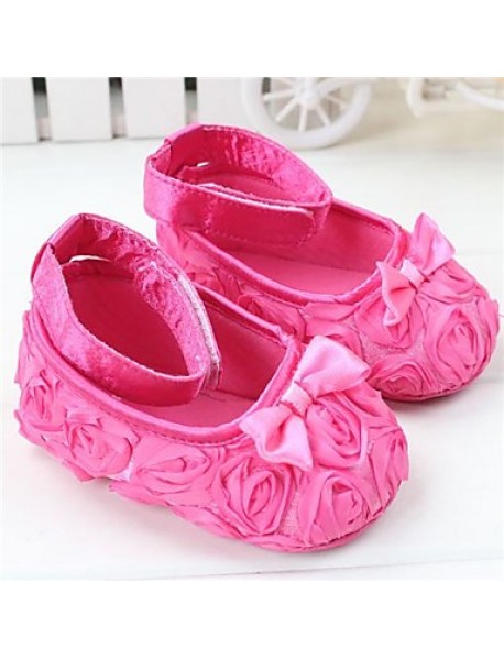 Girl's Flats Fall / Winter Crib Shoes Lace Casual Flat Heel Bowknot Pink / Purple / Red / White  