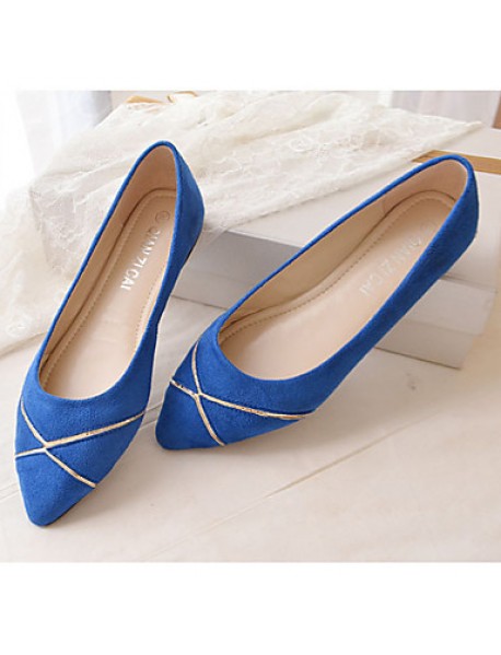 Women's Shoes Flat Heel Pointed Toe/Closed Toe Flats Casual Black/Blue/Pink