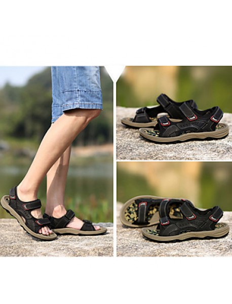 Men's Shoes Outdoor / Office & Career / Athletic / Dress / Casual Nappa Leather Sandals Black / Brown / Taupe  