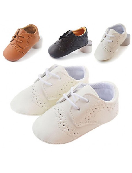 Boy's Flats Spring / Fall / Winter First Walkers / Crib Shoes Leatherette Casual Flat Heel Lace-up Brown / White  