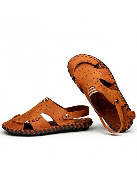 Men's Shoes Outdoor / Office & Career / Athletic / Dress / Casual Nappa Leather Sandals / Flip-Flops Brown  