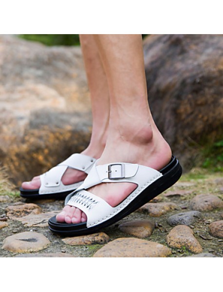 Men's Shoes Outdoor / Office & Career / Athletic / Dress / Casual Nappa Leather Slippers Black / White  